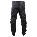 Pantalon de motard en cuir véritable pour homme, style western, avec pompons et lacets - Knighthood Store