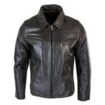 Giacca da uomo classica in vera pelle morbida con cerniera e colletto a scatola, vestibilità casual elegante - Knighthood Store
