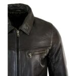 Giacca da uomo classica in vera pelle morbida con cerniera e colletto a scatola, vestibilità casual elegante - Knighthood Store