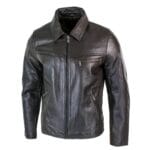 Giacca da uomo classica in vera pelle morbida con cerniera e colletto a scatola, vestibilità casual elegante - Knighthood Store