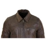 Giacca da uomo classica in vera pelle morbida con cerniera e colletto a scatola, vestibilità casual elegante - Knighthood Store