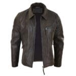 Giacca da uomo classica in vera pelle morbida con cerniera e colletto a scatola, vestibilità casual elegante - Knighthood Store