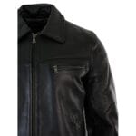 Giacca da uomo classica in vera pelle morbida con cerniera e colletto a scatola, vestibilità casual elegante - Knighthood Store