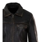 Giacca da uomo classica in vera pelle morbida con cerniera e colletto a scatola, vestibilità casual elegante - Knighthood Store