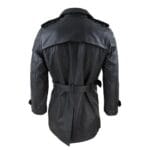 Mens Black 3/4 Trench Coat Real Leather Belted Jacket Classic Soft Napa Classic - Knighthood Store