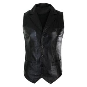 Chaleco de cuero auténtico para hombre, estilo informal, elegante, estilo vintage, retro, color tostado, marrón, negro y burdeos - Knighthood Store