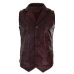 Mens Real Leather Tan Brown Black Burgundy Smart Casual Gilet Waistcoat Vintage Retro - Knighthood Store