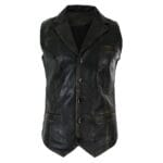 Mens Real Leather Tan Brown Black Burgundy Smart Casual Gilet Waistcoat Vintage Retro - Knighthood Store