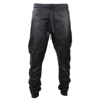 Pantaloni da jogging in vera pelle da uomo, elasticizzati, casual - Knighthood Store