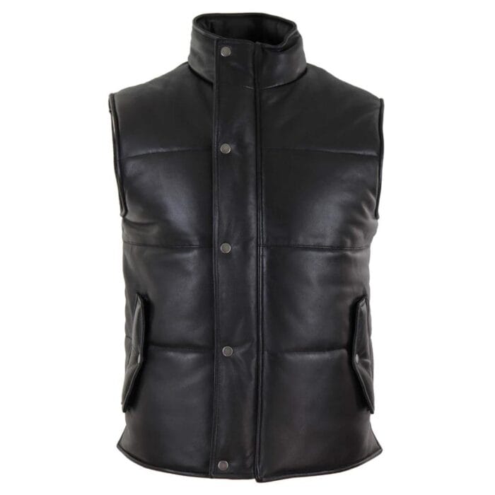 Chaleco de piel auténtica para hombre, acolchado, con cremallera, informal - Knighthood Store