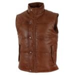 Chaleco de piel auténtica para hombre, acolchado, con cremallera, informal - Knighthood Store