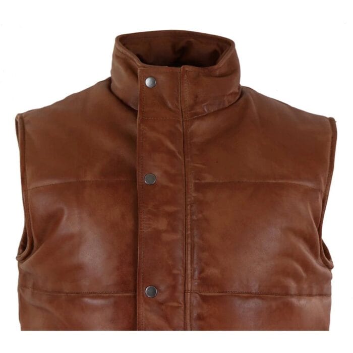 Chaleco de piel auténtica para hombre, acolchado, con cremallera, informal - Knighthood Store
