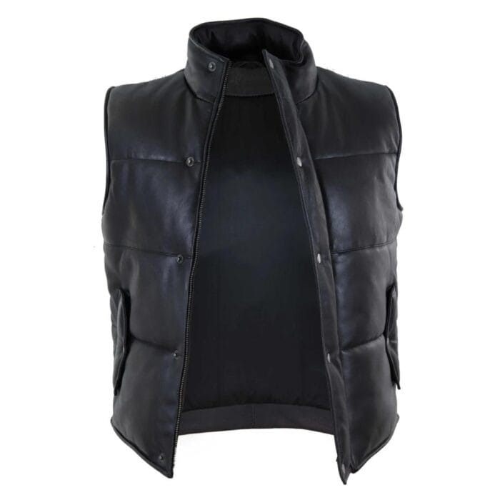 Chaleco de piel auténtica para hombre, acolchado, con cremallera, informal - Knighthood Store