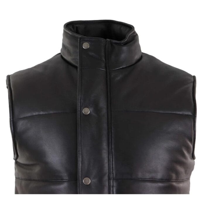 Chaleco de piel auténtica para hombre, acolchado, con cremallera, informal - Knighthood Store