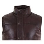 Chaleco de piel auténtica para hombre, acolchado, con cremallera, informal - Knighthood Store