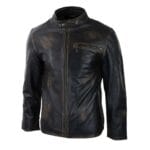 Mens Classic Nehru Real Leather Jacket Black Brown Vintage Zipped Classic - Knighthood Store