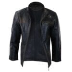 Mens Classic Nehru Real Leather Jacket Black Brown Vintage Zipped Classic - Knighthood Store