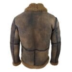 Chaqueta de aviador de piel de oveja auténtica marrón desgastada para hombre, clásica de invierno con cremallera y pelo de camello - Knighthood Store