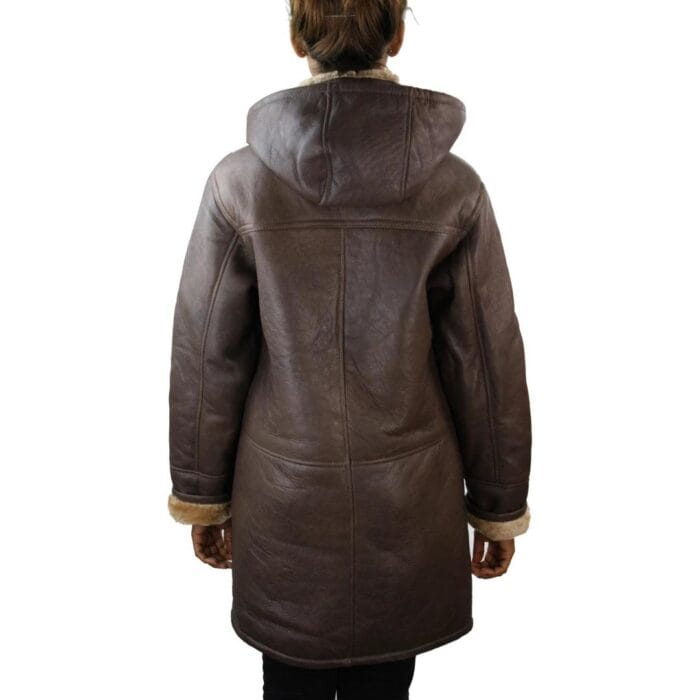 Giacca da donna in vera pelle di pecora, marrone beige, in pelliccia, da aviatore - Knighthood Store