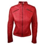 Veste motard vintage en cuir véritable pour femme, coupe zippée, col Nehru, style japonais - Knighthood Store