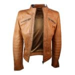 Veste motard vintage en cuir véritable pour femme, coupe zippée, col Nehru, style japonais - Knighthood Store