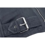 Chaqueta de cuero auténtico para mujer, con cremallera cruzada, cuello Nehru Brando, suave, ajustada y sin cuello - Knighthood Store