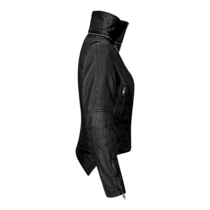 Weiche schwarze Echtlederjacke im Racing-Biker-Stil für Damen und Mädchen - Knighthood Store