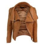 Womens Ladies Girls Soft Black Real Leather Racing Biker Style Jacket - Knighthood Store