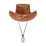 Sombrero de vaquero australiano unisex de cuero auténtico, estilo clásico de forajido para montar en el Outback - Knighthood Store