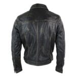 Mens Vintage Retro Jeans Jacket Style Real Leather Short Washed Biker - Knighthood Store
