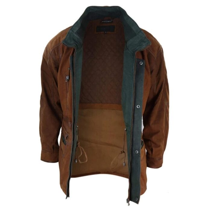 Herren Wildleder Echte Safari Jacke Jagd Duffle Parka 3/4 Mantel Klassisches Leder - Knighthood Store