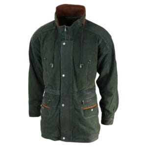 Giacca da caccia in vera pelle scamosciata da uomo, modello safari, parka 3/4, classica, in pelle - Knighthood Store