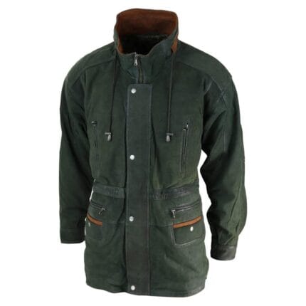Herren Wildleder Echte Safari Jacke Jagd Duffle Parka 3/4 Mantel Klassisches Leder - Knighthood Store