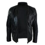 Mens Zipped Biker Style Smart Casual Real Leather Jacket Black Brown Olive Urban - Knighthood Store