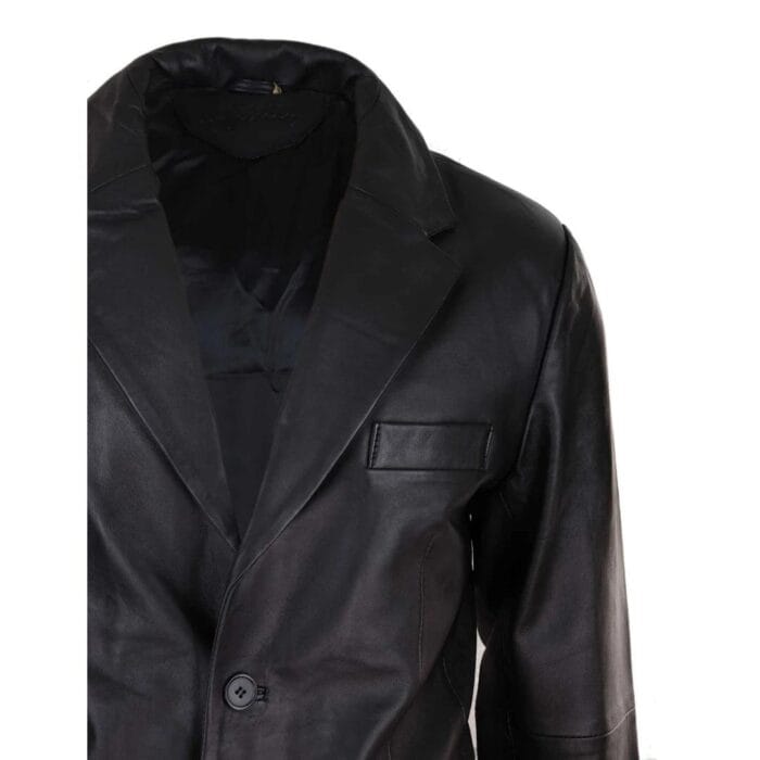 Mens Regular Fit Classic Genuine Leather 2 Button Blazer Jacket Vintage - Knighthood Store