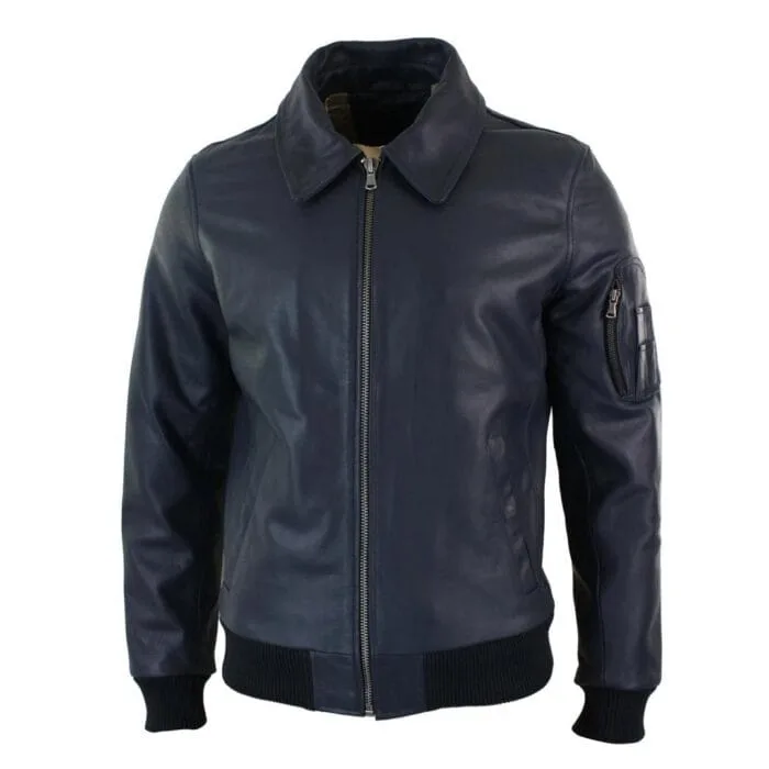 Mens Genuine Real Leather Harrington Bomber MA1 Classic Pilot MOD Jacket - Knighthood Store