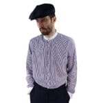Camicia da uomo retrò anni '20, classica, vintage, con colletto rimovibile, a righe, stile Grandad Nehru Shelby, con bottoni penny - Knighthood Store