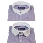 Camicia da uomo retrò anni '20, classica, vintage, con colletto rimovibile, a righe, stile Grandad Nehru Shelby, con bottoni penny - Knighthood Store