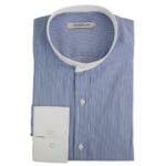 Camicia da uomo retrò anni '20, classica, vintage, con colletto rimovibile, a righe, stile Grandad Nehru Shelby, con bottoni penny - Knighthood Store
