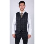 Mens Classic Waistcoat Prince Of Wales Check Navy Slim Fit Vintage Wedding - Knighthood Store