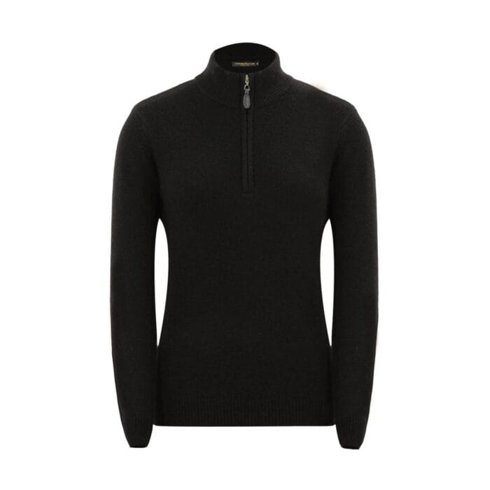 Womens Cashmere Jumper Zip Polar Neck Pure Cashmere Wool Pullover Cardigan - Knighthood Store