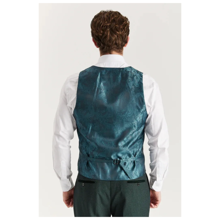 Regent - Men's Green Plaid Check Waistcoat - Image 2