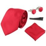 Corbata de seda satinada, pañuelo de bolsillo, gemelos y corbata de satén brillante - Knighthood Store