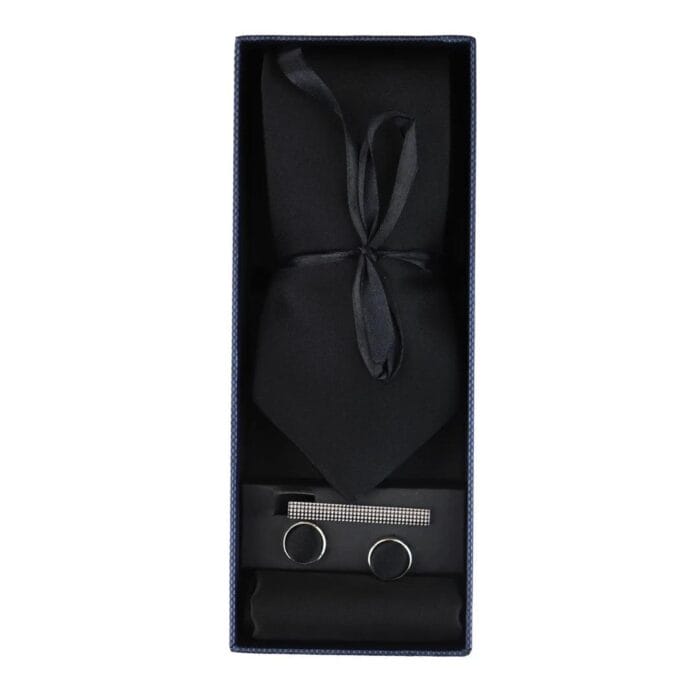 Corbata de seda satinada, pañuelo de bolsillo, gemelos y corbata de satén brillante - Knighthood Store