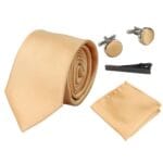 Corbata de seda satinada, pañuelo de bolsillo, gemelos y corbata de satén brillante - Knighthood Store