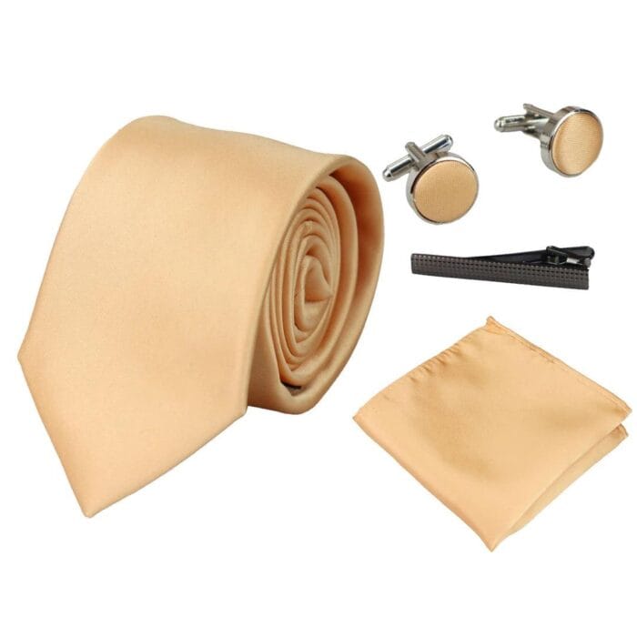 Corbata de seda satinada, pañuelo de bolsillo, gemelos y corbata de satén brillante - Knighthood Store