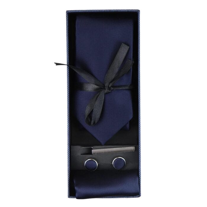 Corbata de seda satinada, pañuelo de bolsillo, gemelos y corbata de satén brillante - Knighthood Store