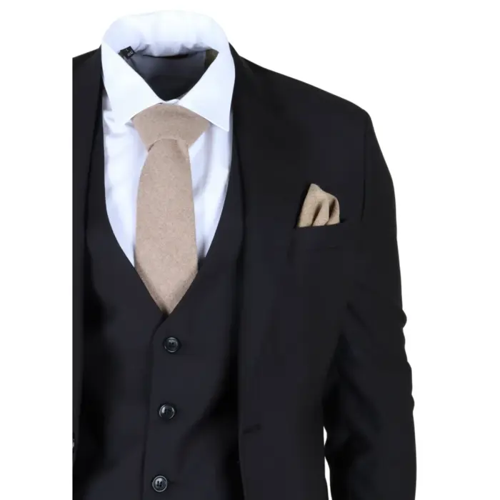 IM30 - Men's Black 3 Piece Stitch Lapel Formal Suit - Image 4