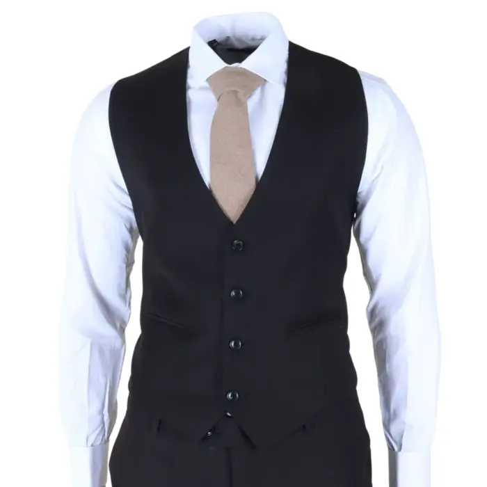 IM30 - Men's Black 3 Piece Stitch Lapel Formal Suit - Image 5