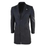 Manteau 3/4 long pour homme, coupe slim, en laine, coupe Blinders - Knighthood Store